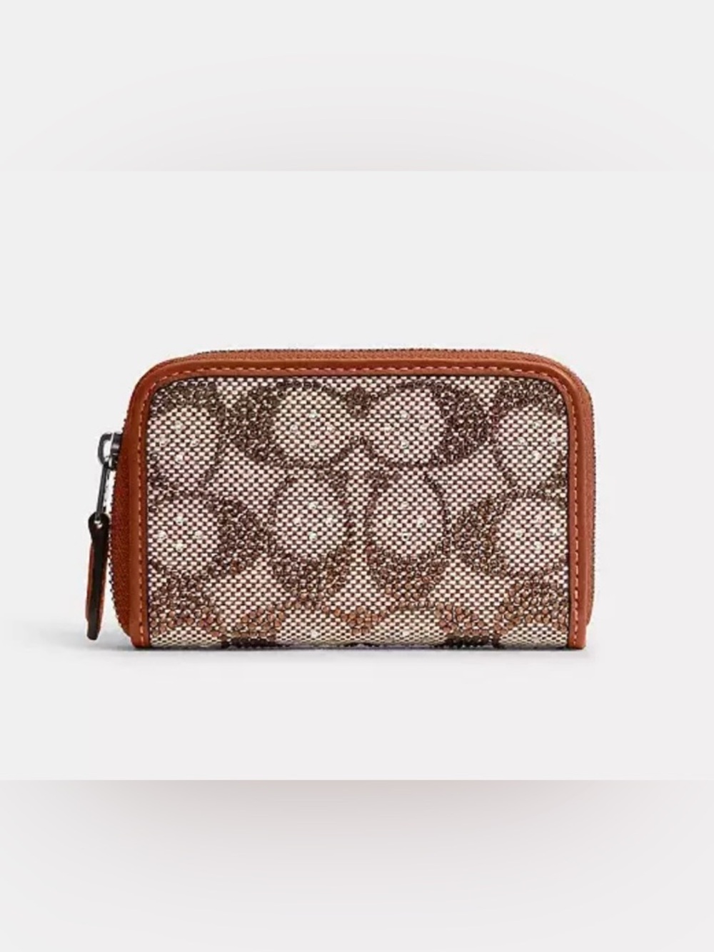 Coach Crystal Signature Jacquard Essential Small Zip Around Card Case